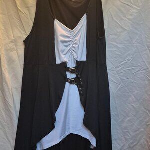 This is a NWOT Rosegal tuxedo  sleeveless corset high low black dress top XL 1X